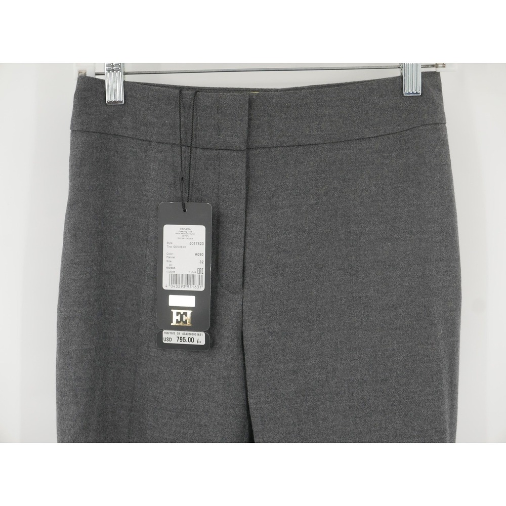 NWT Escada Tina Pants Gray Flannel Slim Tapered Women's 32 28x29
